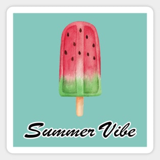 Summer Vibe, Watermelon Ice Pop, Hand Painted Watercolor Design Magnet